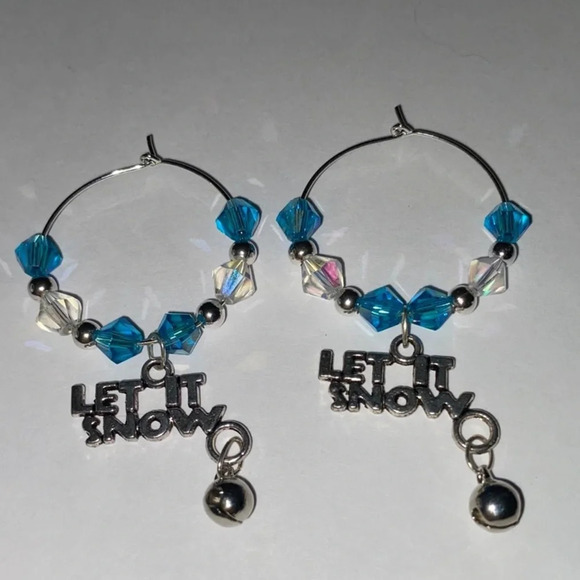 Let It Snow Wine Glass Charms Set of 2 - Picture 1 of 4